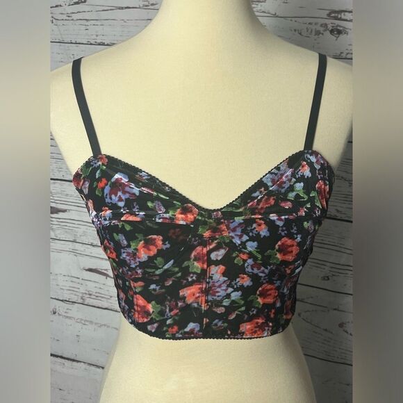 Garage Floral Velour Crop Top - Picture 3 of 9